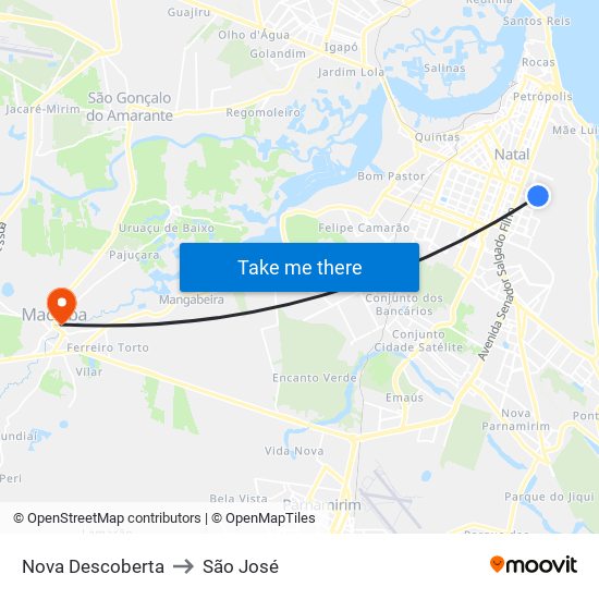 Nova Descoberta to São José map