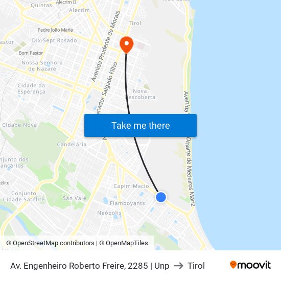 Av. Engenheiro Roberto Freire, 2285 | Unp to Tirol map