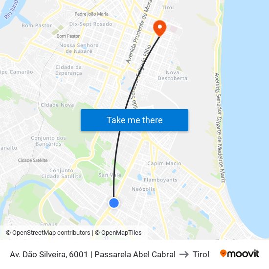Av. Dão Silveira, 6001 | Passarela Da Av. Abel Cabral to Tirol map