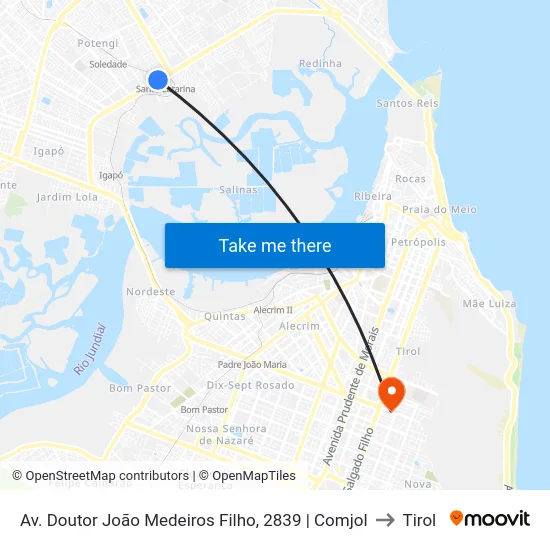 Av. Doutor João Medeiros Filho, 2839 | Comjol to Tirol map