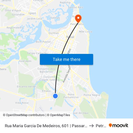 Rua Maria Garcia De Medeiros, 601 | Passarela De Emaús / Superfácil Atacado to Petrópolis map