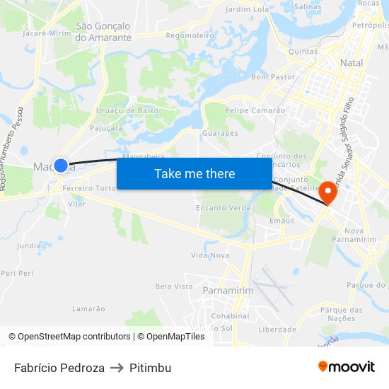 Fabrício Pedroza to Pitimbu map