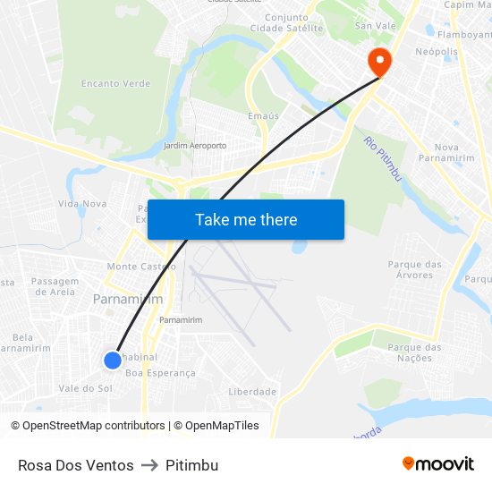 Rosa Dos Ventos to Pitimbu map