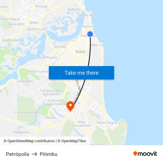 Petrópolis to Pitimbu map