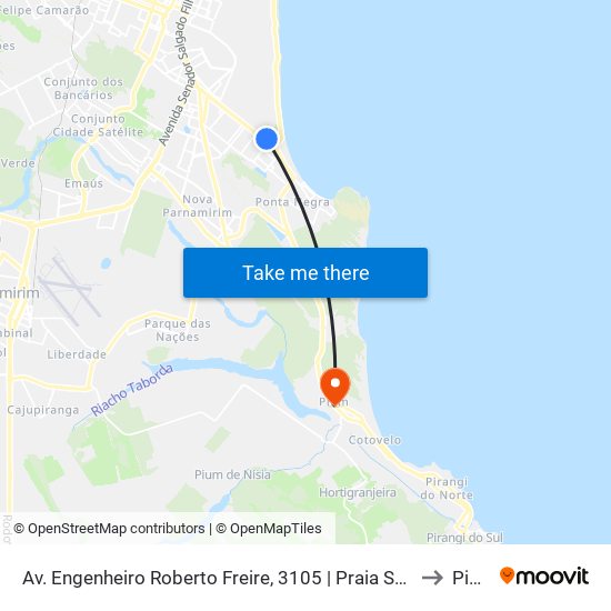 Av. Engenheiro Roberto Freire, 3105 | Praia Shopping to Pium map