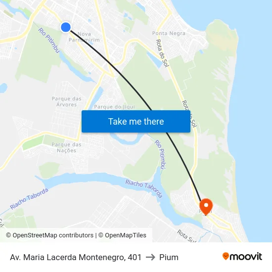 Av. Maria Lacerda Montenegro, 401 to Pium map