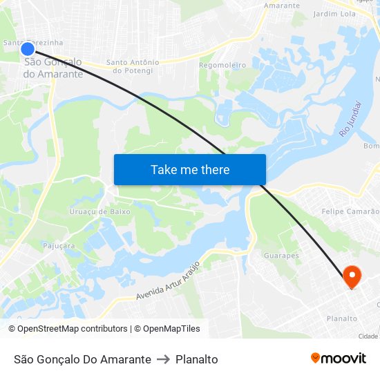 São Gonçalo Do Amarante to Planalto map