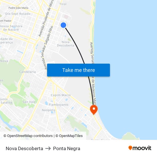 Nova Descoberta to Ponta Negra map