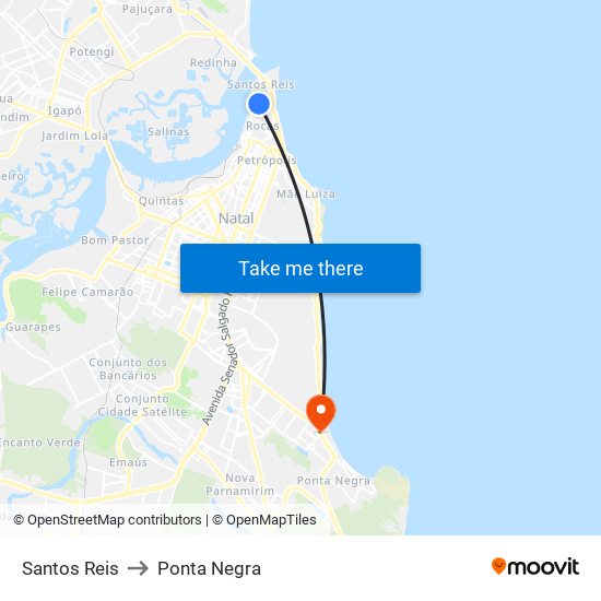 Santos Reis to Ponta Negra map