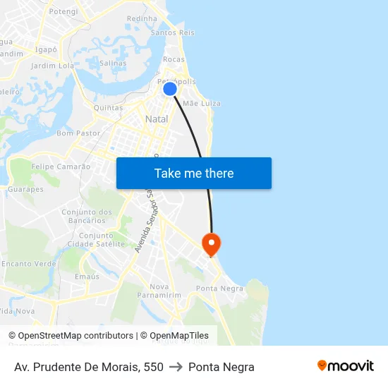 Av. Prudente De Morais, 550 to Ponta Negra map