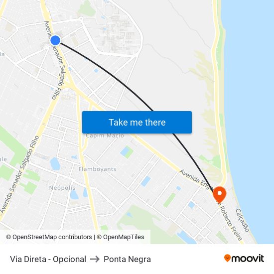 Via Direta - Opcional to Ponta Negra map