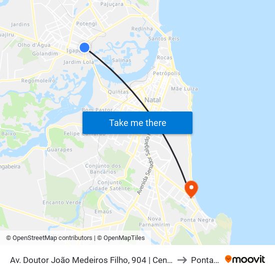 Av. Doutor João Medeiros Filho, 904 | Central Do Cidadão Zona Norte to Ponta Negra map