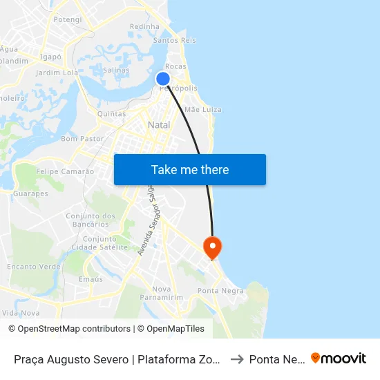 Praça Augusto Severo | Plataforma Zona Norte to Ponta Negra map