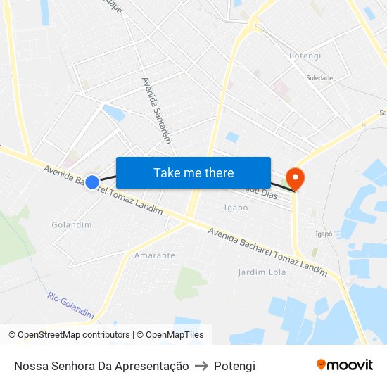 Nossa Senhora Da Apresentação to Potengi map