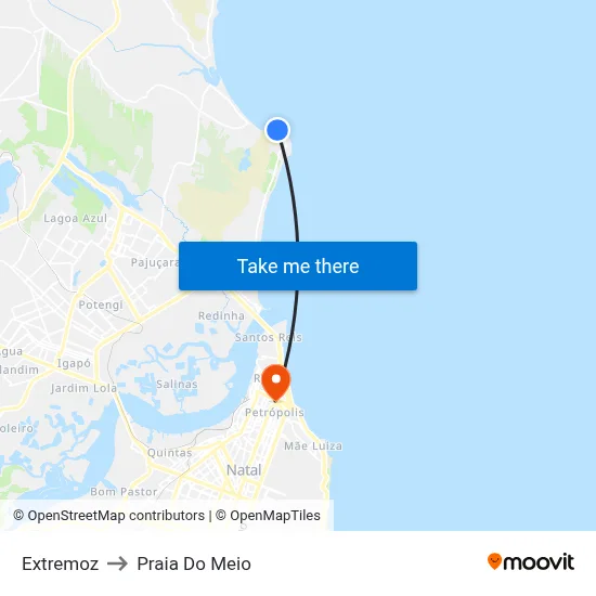 Extremoz to Praia Do Meio map