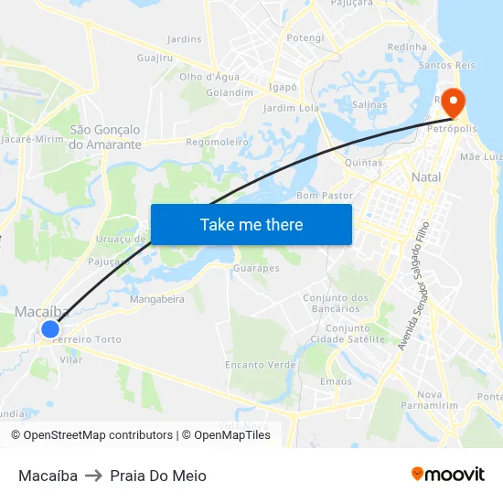 Macaíba to Praia Do Meio map