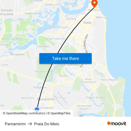 Parnamirim to Praia Do Meio map