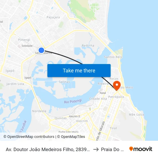 Av. Doutor João Medeiros Filho, 2839 | Comjol to Praia Do Meio map