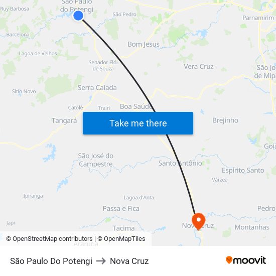 São Paulo Do Potengi to Nova Cruz map