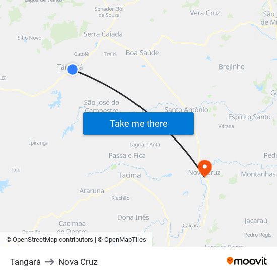 Tangará to Nova Cruz map