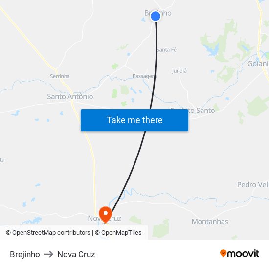 Brejinho to Nova Cruz map