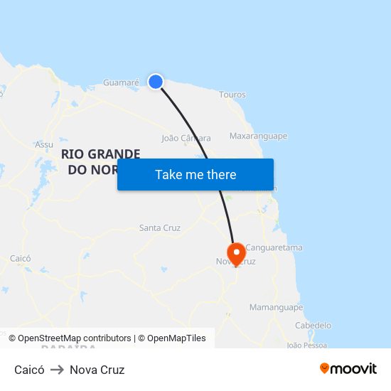 Caicó to Nova Cruz map