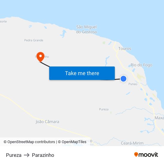 Pureza to Parazinho map