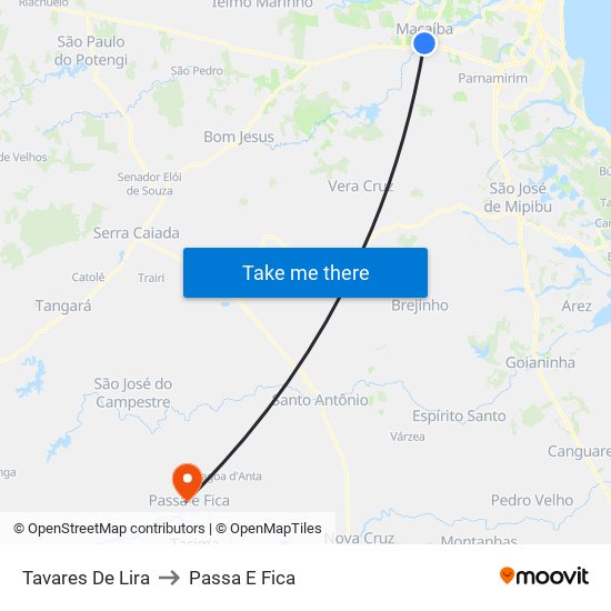 Tavares De Lira to Passa E Fica map