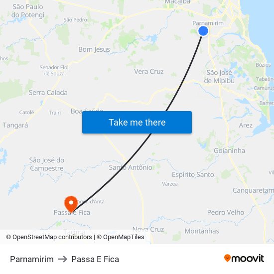 Parnamirim to Passa E Fica map