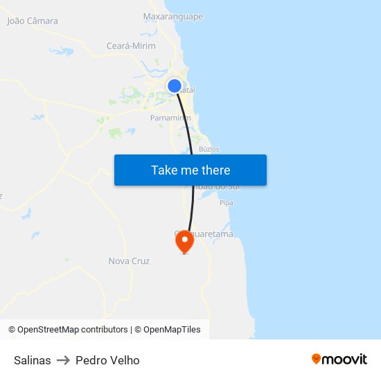 Salinas to Pedro Velho map