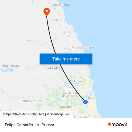 Felipe Camarão to Pureza map