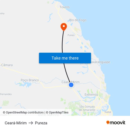 Ceará-Mirim to Pureza map