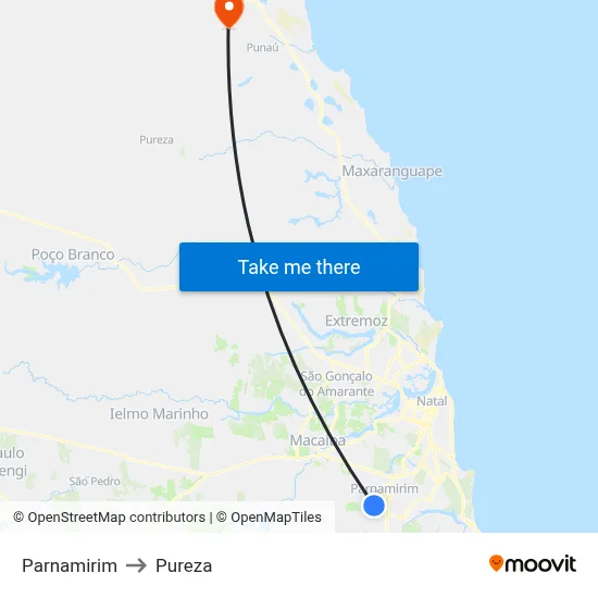 Parnamirim to Pureza map