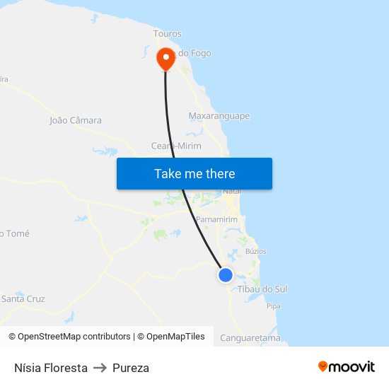 Nísia Floresta to Pureza map