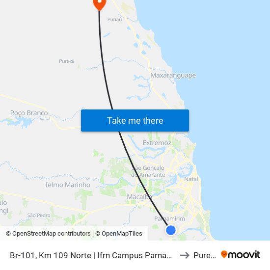 Br-101, Km 109 Norte | Ifrn Campus Parnamirim to Pureza map