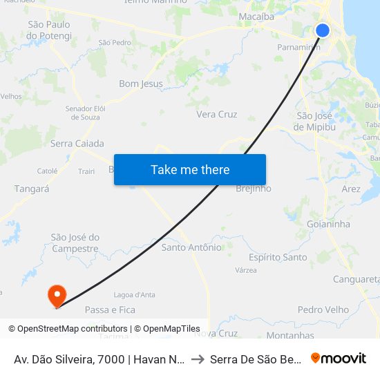 Av. Dão Silveira, 7000 | Havan Natal to Serra De São Bento map