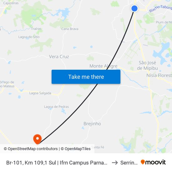 Br-101, Km 109,1 Sul | Ifrn Campus Parnamirim to Serrinha map