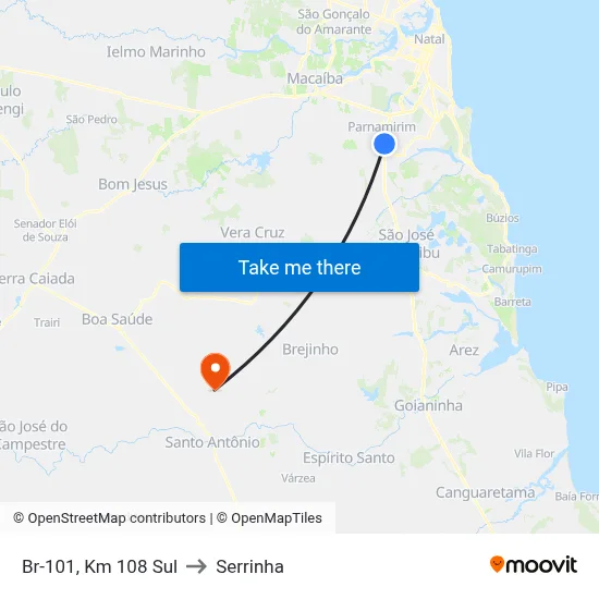 Br-101, Km 108 Sul to Serrinha map