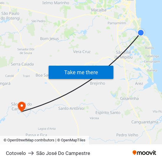 Cotovelo to São José Do Campestre map