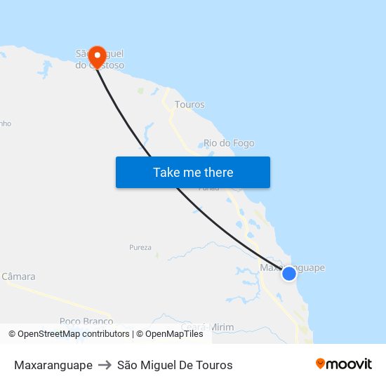 Maxaranguape to São Miguel De Touros map