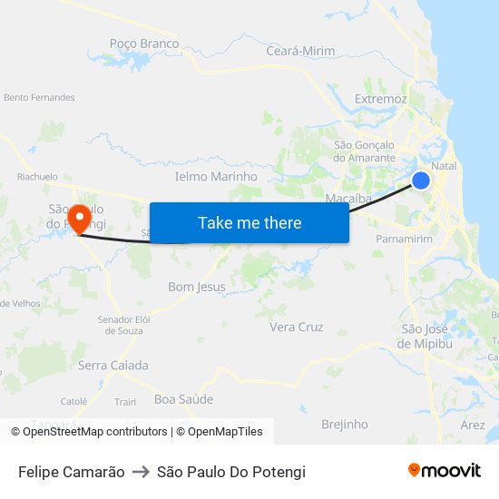 Felipe Camarão to São Paulo Do Potengi map
