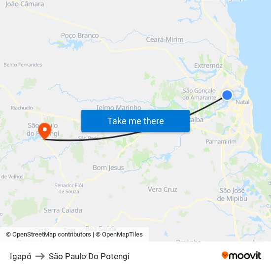 Igapó to São Paulo Do Potengi map
