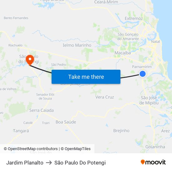 Jardim Planalto to São Paulo Do Potengi map