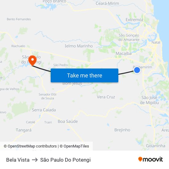 Bela Vista to São Paulo Do Potengi map