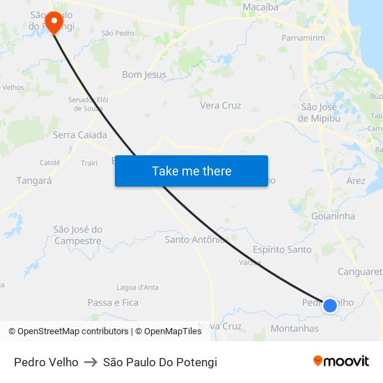 Pedro Velho to São Paulo Do Potengi map