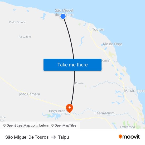São Miguel De Touros to Taipu map