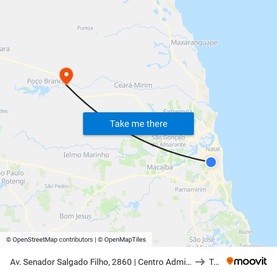 Av. Senador Salgado Filho, 2860 | Centro Administrativo 2 - Intermunicipal to Taipu map