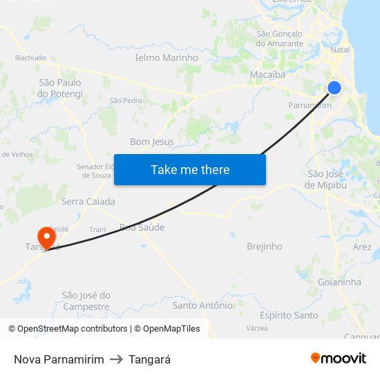 Nova Parnamirim to Tangará map