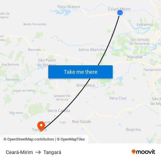 Ceará-Mirim to Tangará map