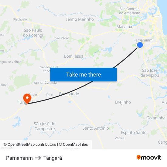 Parnamirim to Tangará map